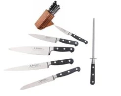 Gift Box - Small Block - Sabatier Stainless Steel 5 Piece Knife Block + 1 Sharpening Steel