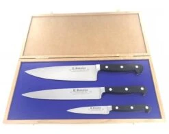 Sabatier Proxus - Oak Wood Box - 8" Cooking Knife - 8" Slicer - 3 1/2" Parer