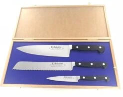 Sabatier Proxus - Oak Wood Box - 8" Cooking Knife - 8" Bread - 3 1/2" Parer