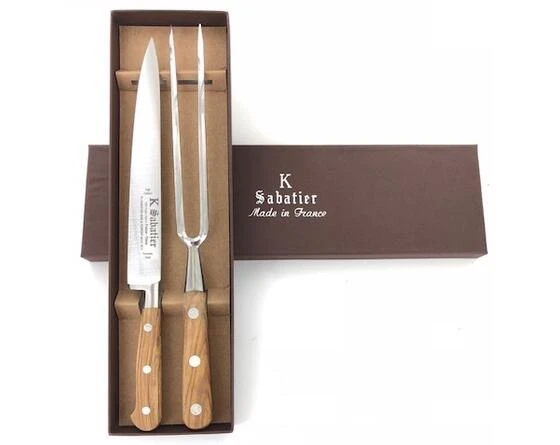 Sabatier Bayonet Carving Set - Olive Wood Handle 1 Sabatier Bayonet Carving Set - Olive Wood Handle