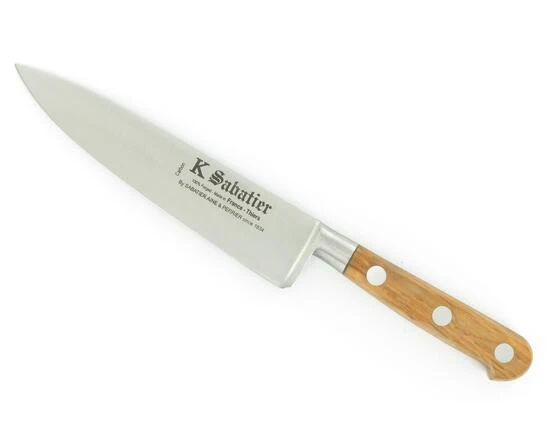 Sabatier Cooking Knife 6 In - Carbon Steel - Olive Wood Handle 1 Sabatier Cooking Knife 6 In - Carbon Steel - Olive Wood Handle